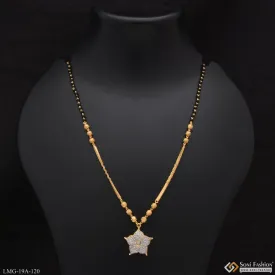 Floral Diamond-Embellished 1-Gram Gold Mangalsutra - Unique Design Style A120