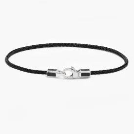 Stylish 2mm Black Sailing Cable Bracelet with Premium Sterling Silver Clasp