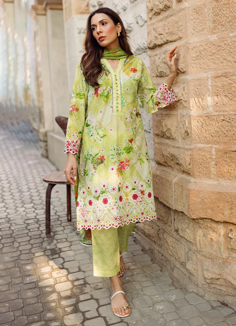 3 PC Suit w Schiffli Embroidery