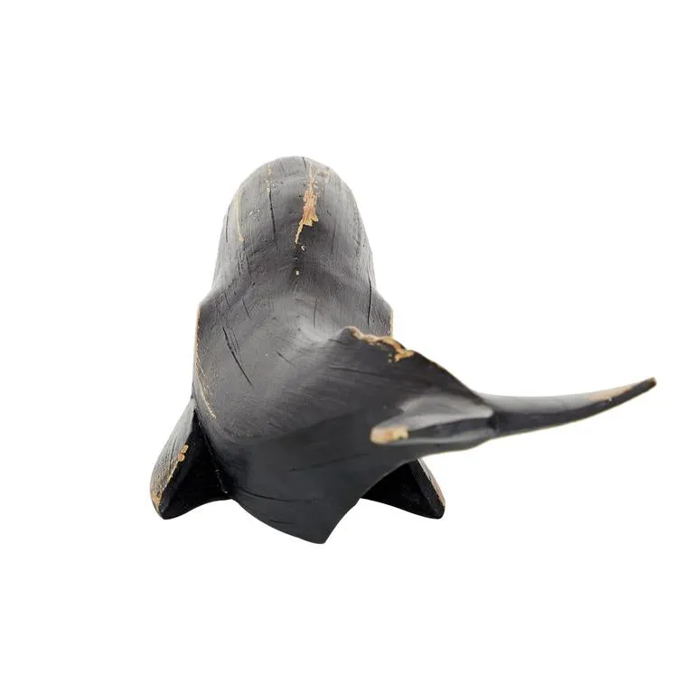 BLACK POLYRESIN WHALE HANDMADE SCULPTURE