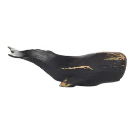 BLACK POLYRESIN WHALE HANDMADE SCULPTURE