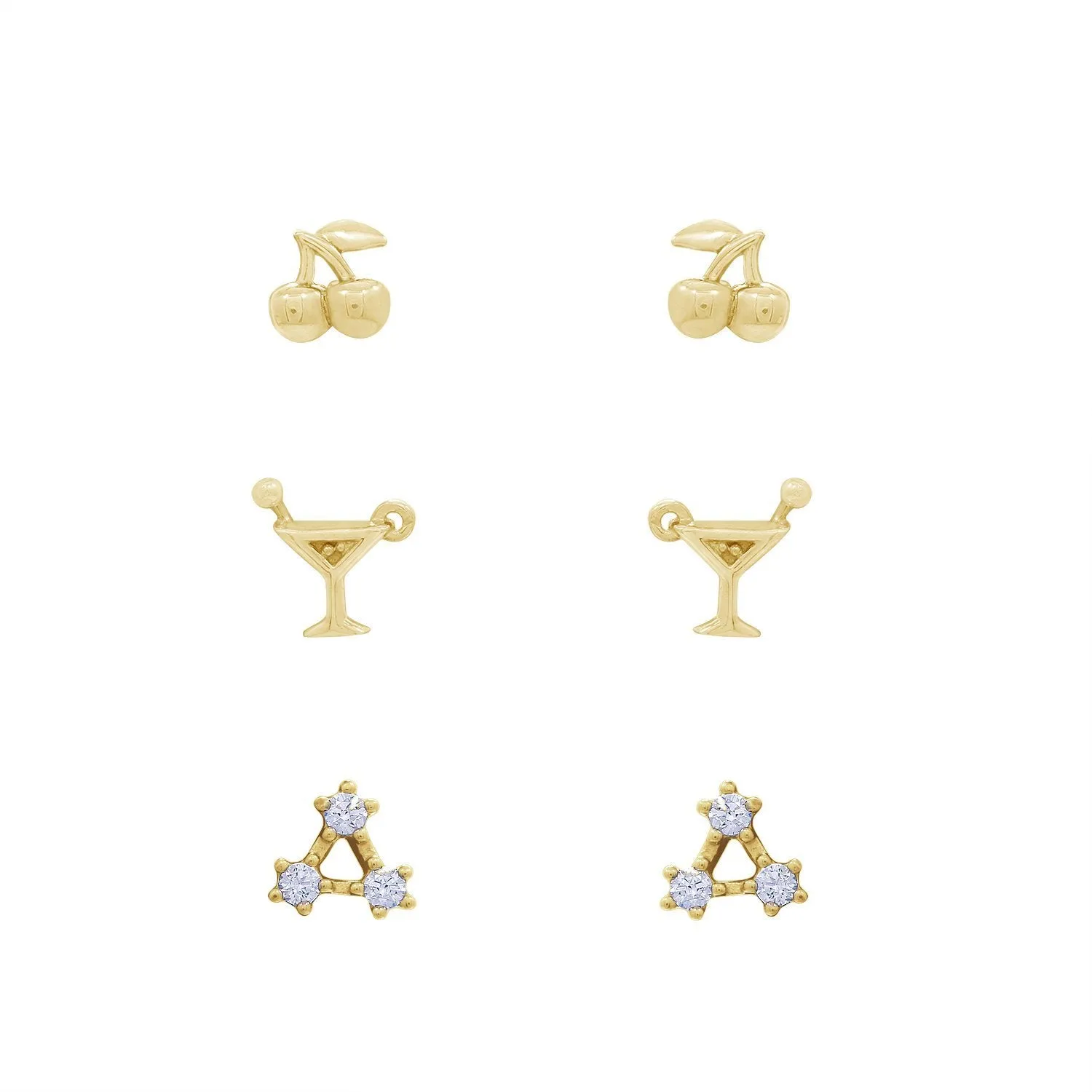 Cherry, Cocktail and Three Star Earrings Set