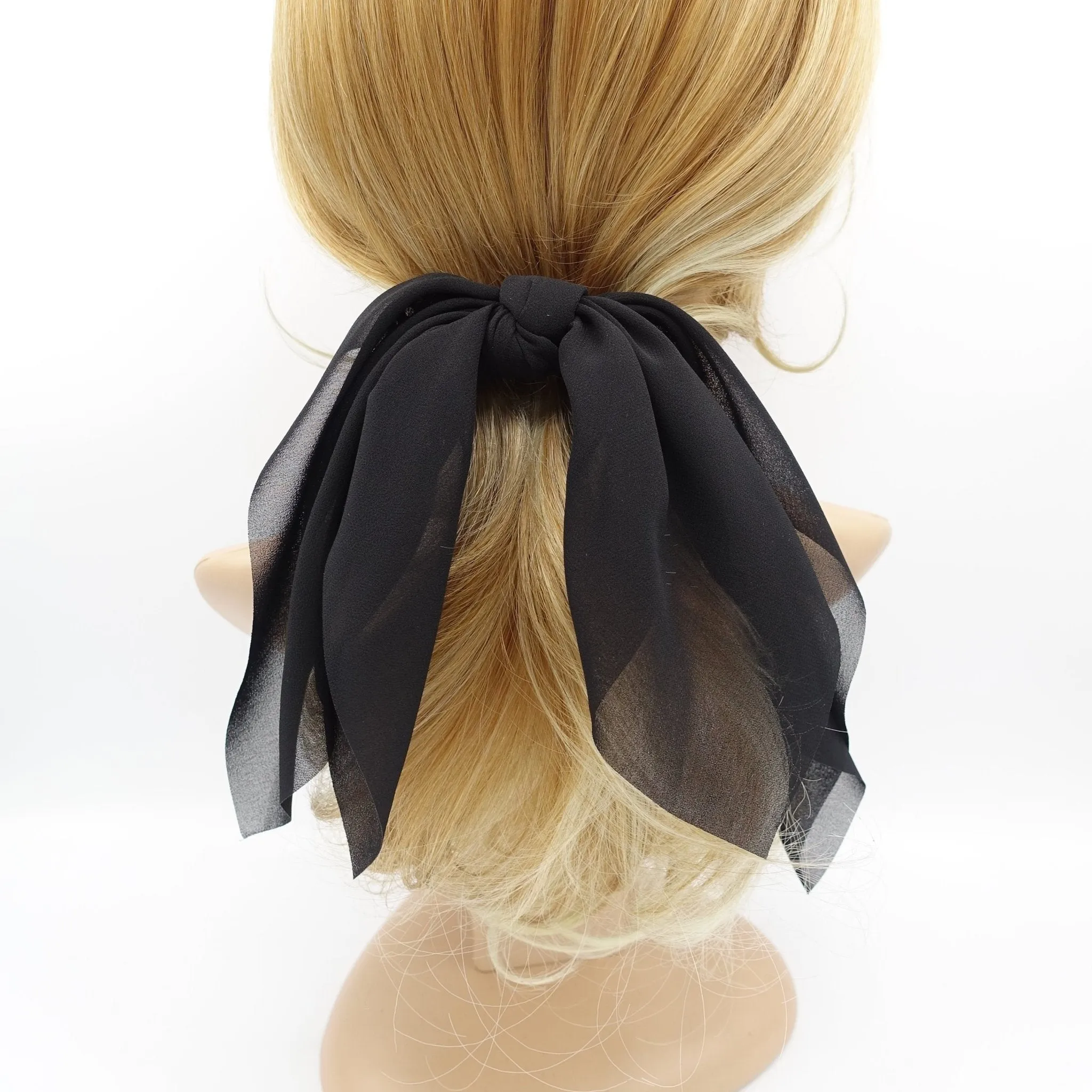 chiffon layered hair bow solid color drape feminine style hair knotted bow french hair barrette