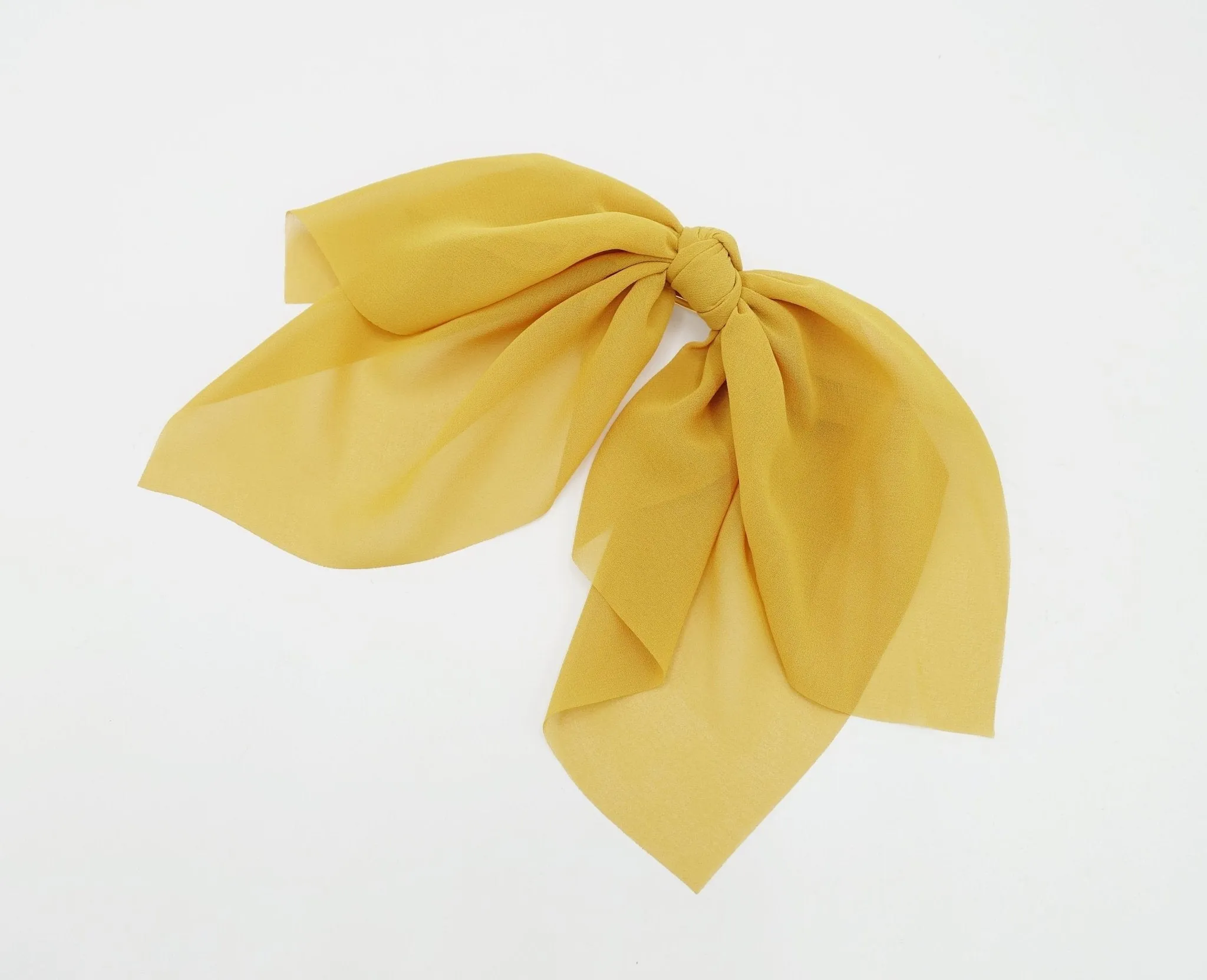 chiffon layered hair bow solid color drape feminine style hair knotted bow french hair barrette