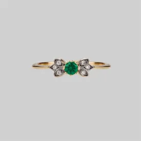 ENCHANTE. Green Quartz Gold Leaf Detailed Ring