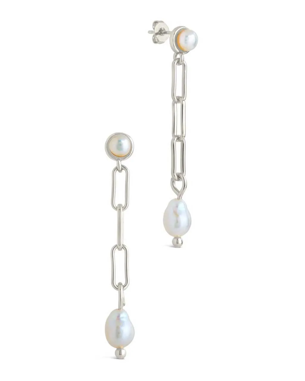 Fayelynn Pearl & Chain Drop Stud Earrings