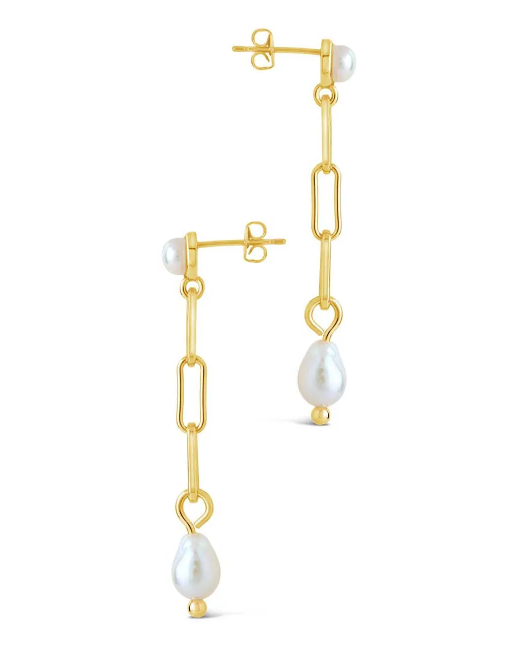 Fayelynn Pearl & Chain Drop Stud Earrings