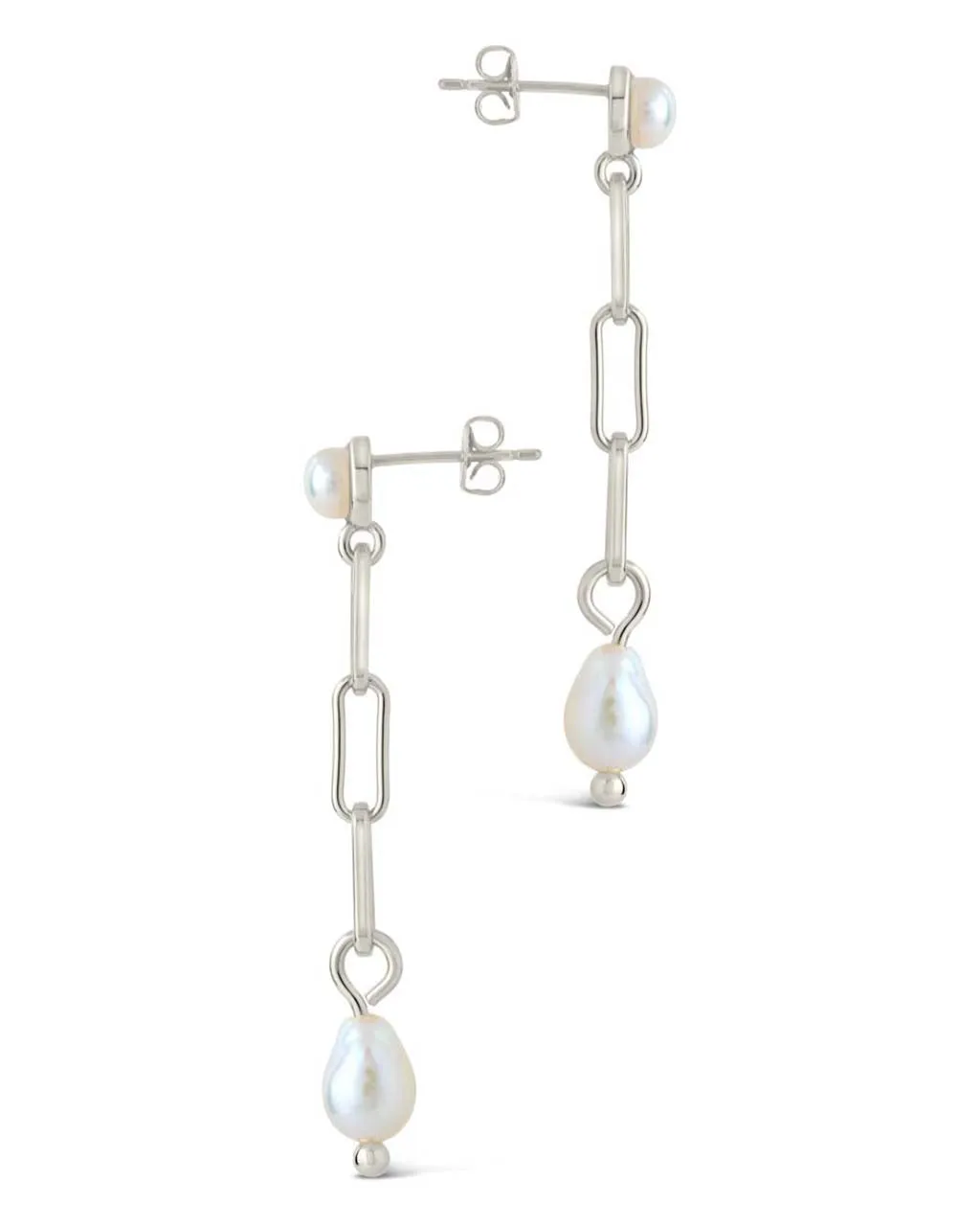 Fayelynn Pearl & Chain Drop Stud Earrings