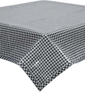 Gingham Black Oilcloth Tablecloth with Black Gingham Trim