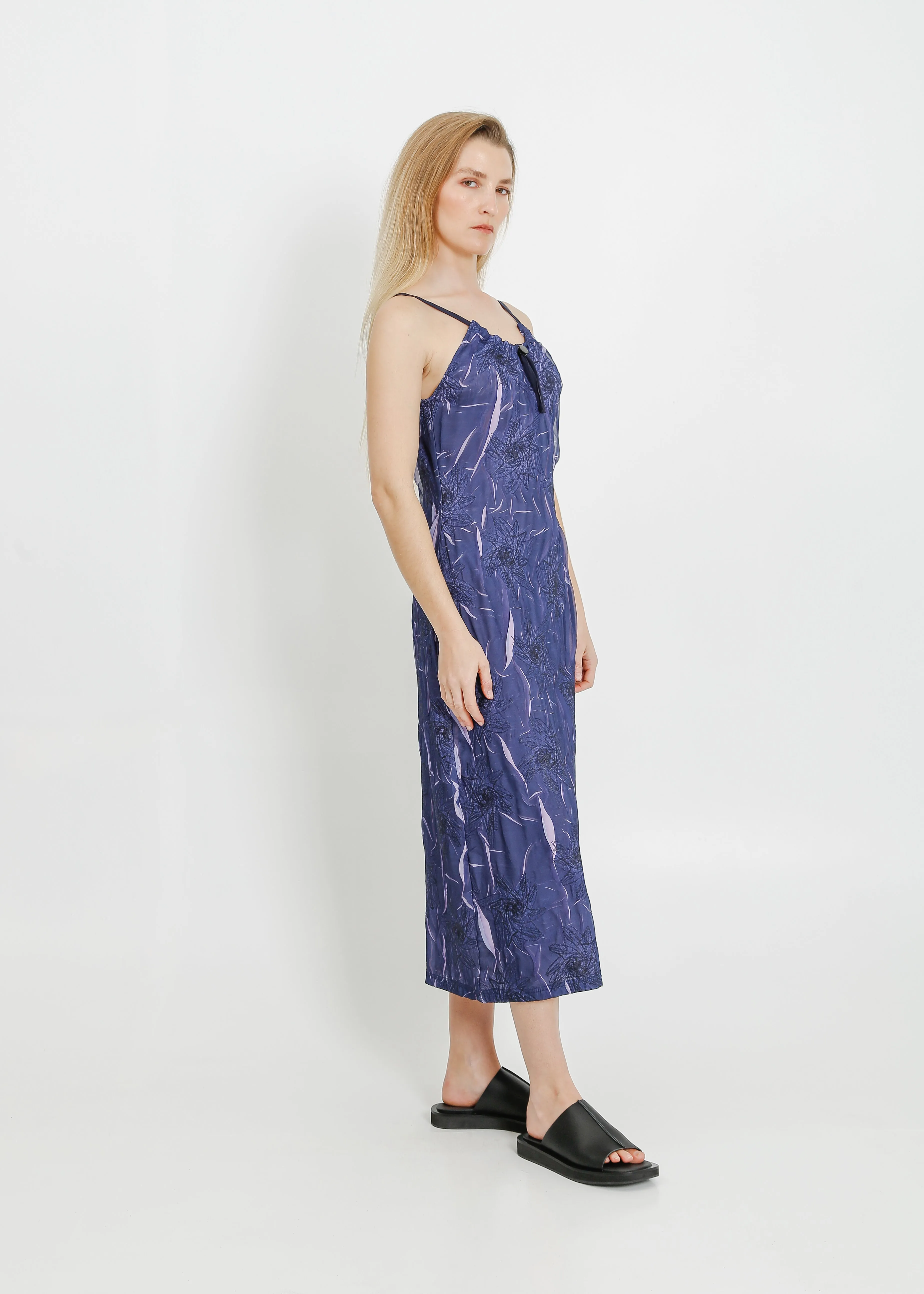 LOWEN PLEAT DRESS / NAVY-MAUVE