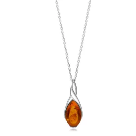 Sterling Silver Amber Celtic Drop Pendant